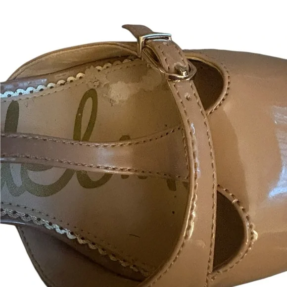 Sam Edelman Nude Patent Leather T-Strap 4” Heels. Size 8.5 - Picture 6 of 10